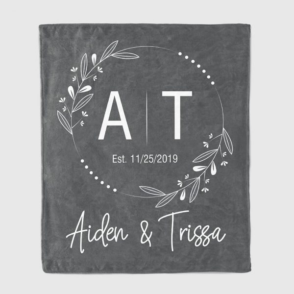 wedding gift for old couple: Couple Initials Throw Blanket