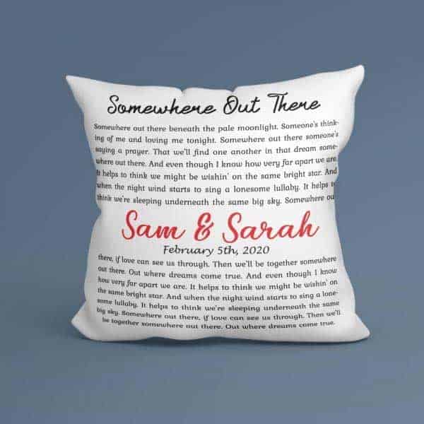 Suede Pillow With Names And Date: meaningful wedding gift to give older couple 