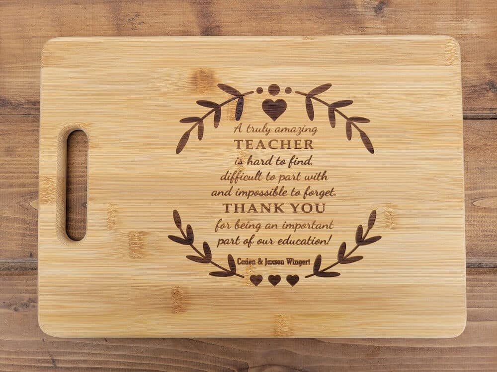 custom teacher retirement cutting board