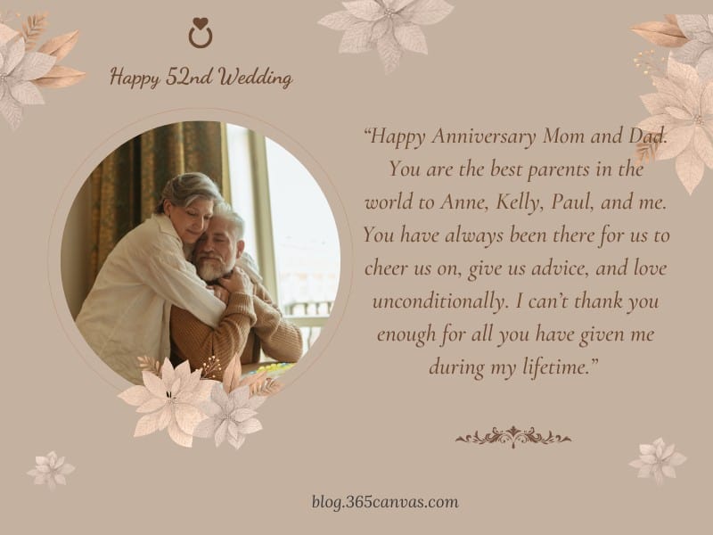 Happy 52 Year Anniversary Quotes for Parent