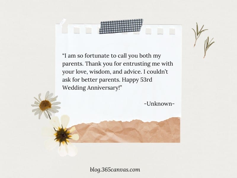 Happy 53 Year Anniversary Quotes for Parent