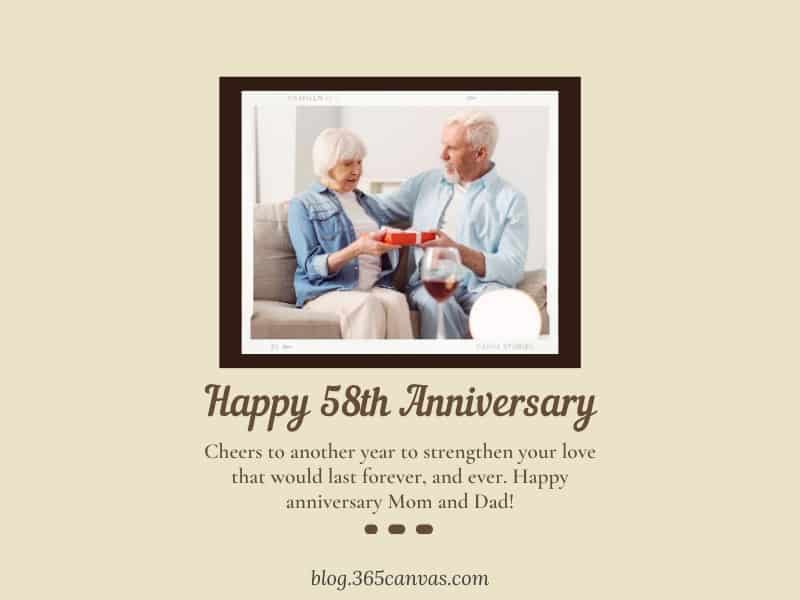 Happy 58-Year Anniversary Quotes for Parent