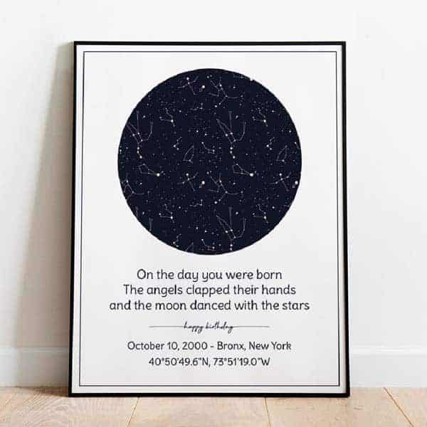 birthday gifts for girlfriend - star map print
