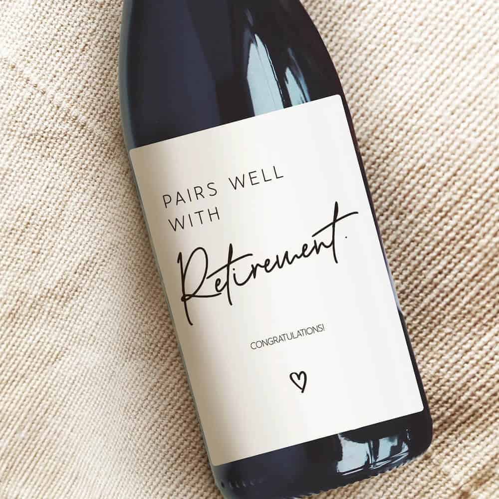 retirement wine label