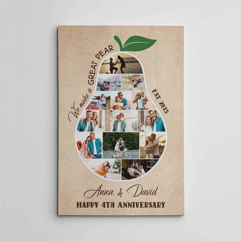 We Make A Great Pear 4th Anniversary Photo Collage Canvas Print