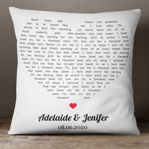 wedding gift ideas for daughter: Song Lyrics Custom Pillow