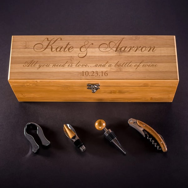 Engraved Wine Box: gift suggestion for second times marriage older couple 