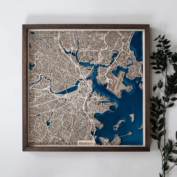 new home gift for men:  Wooden Map of Any City in the World