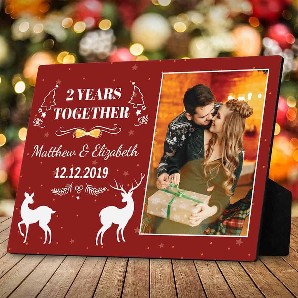 Christmas Desktop Photo Plaque With Anniversary Date