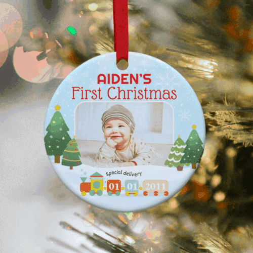 Baby’s 1st Christmas Personalized Photo Ornament