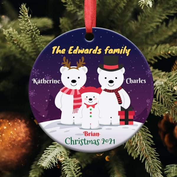 Meaningful Gifts for your Child Bear Family Personalized Christmas Ornament