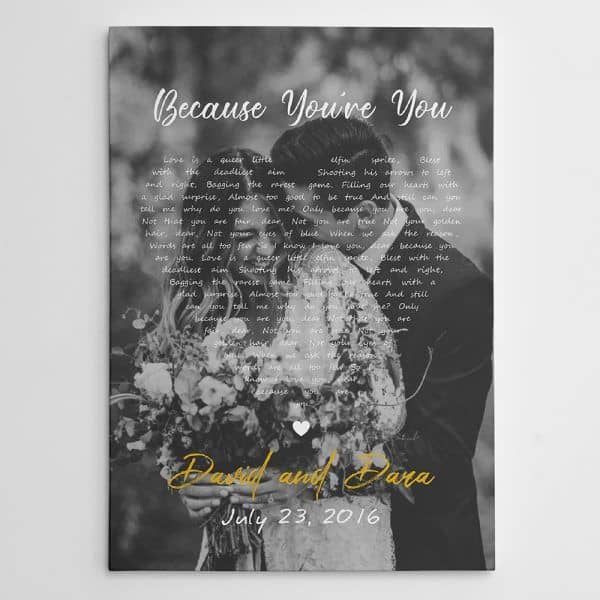 Black and White Song Lyrics Canvas Print - sentimental gifts for husband