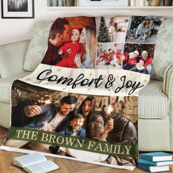 Family Christmas Gifts: “Comfort And Joy” Photo Collage Family Blanket