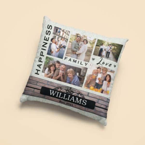 Family gifts for Christmas: Family, Happiness, Love Custom Photo Pillow