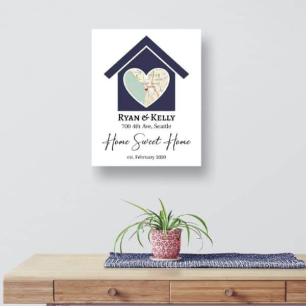Home Sweet Home Custom Map Canvas Print