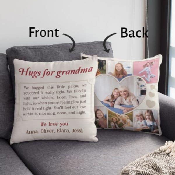 Hugs For Grandma Custom Pillow