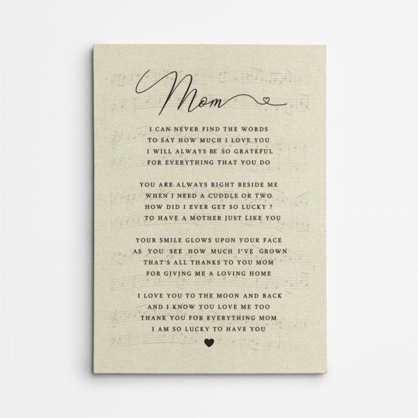 Poem for Mom Canvas Print