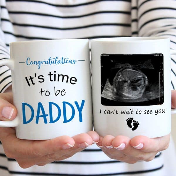 It’s Time To Be Daddy Photo Mug - surprise gift for husband on the first Christmas together