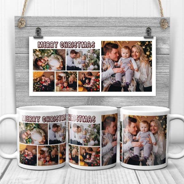 Merry Christmas Photo Collage Mug - personalized Christmas gift for husband