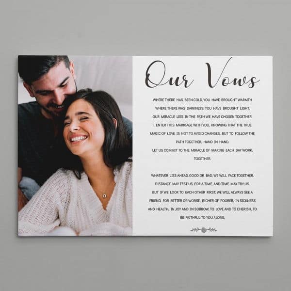 Our Vows Photo Canvas Print - first christmas married gift