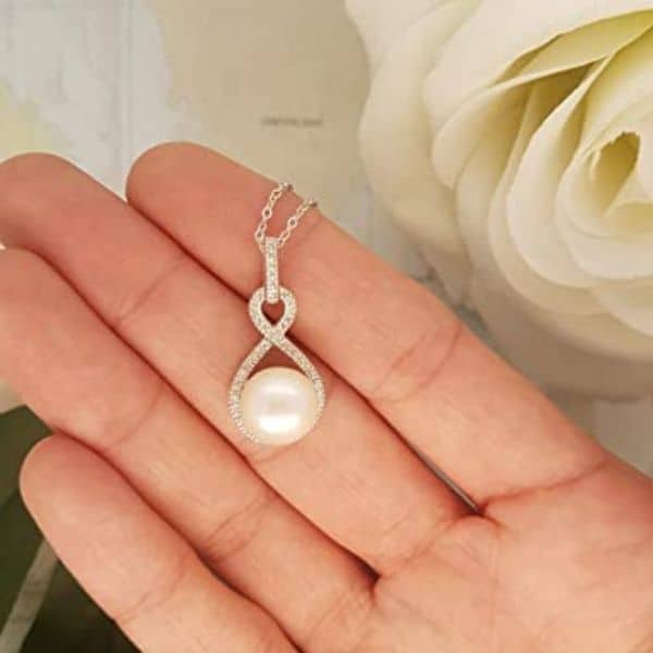 Pearl and Diamond Pendant - first christmas together gift for her