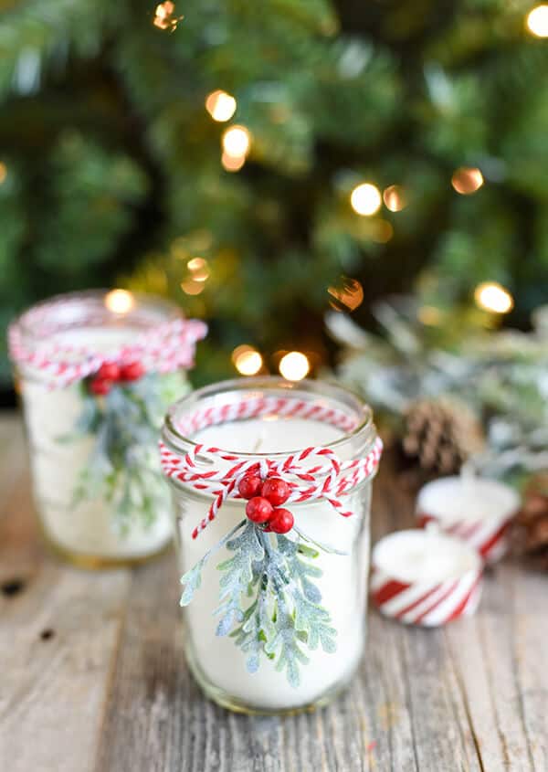 Peppermint Mason Jar Candle: cool ideas for christmas	