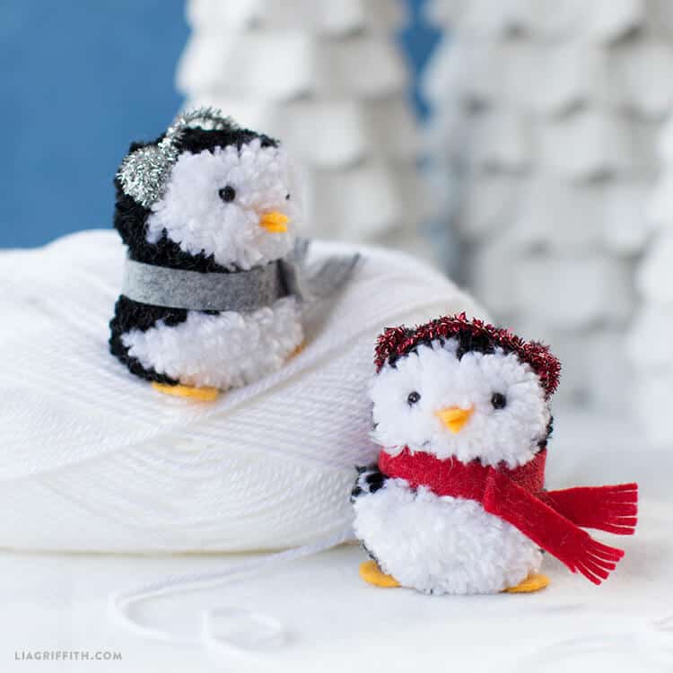 Pom Pom Penguins: craft ideas for christmas gifts	