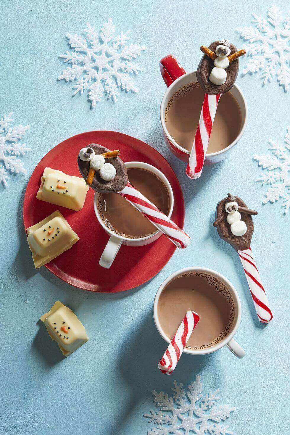 Snowman Candy Cane Spoons: christmas jar gift ideas	