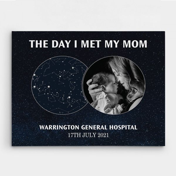 The Day I Met My Mom Star Map Photo Canvas Print