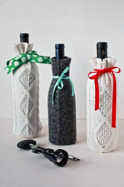 Wine Bottle Sweater Sleeves: simple christmas ideas	