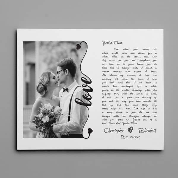 You Are Mine Song Lyrics Custom Photo Canvas Print -  romantic gift for  first christmas together