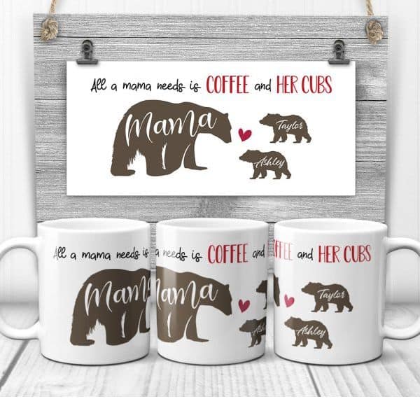 All A Mama Need Is Coffee And Her Cubs Custom Name Mug