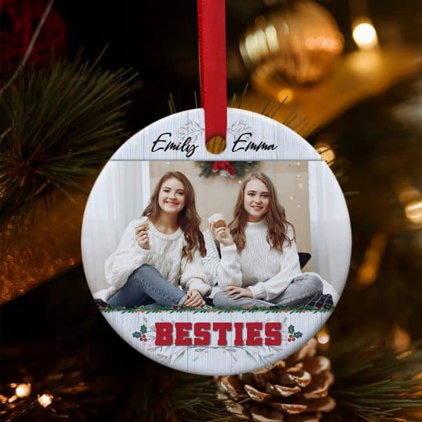 Personalized Besties Photo Ornament