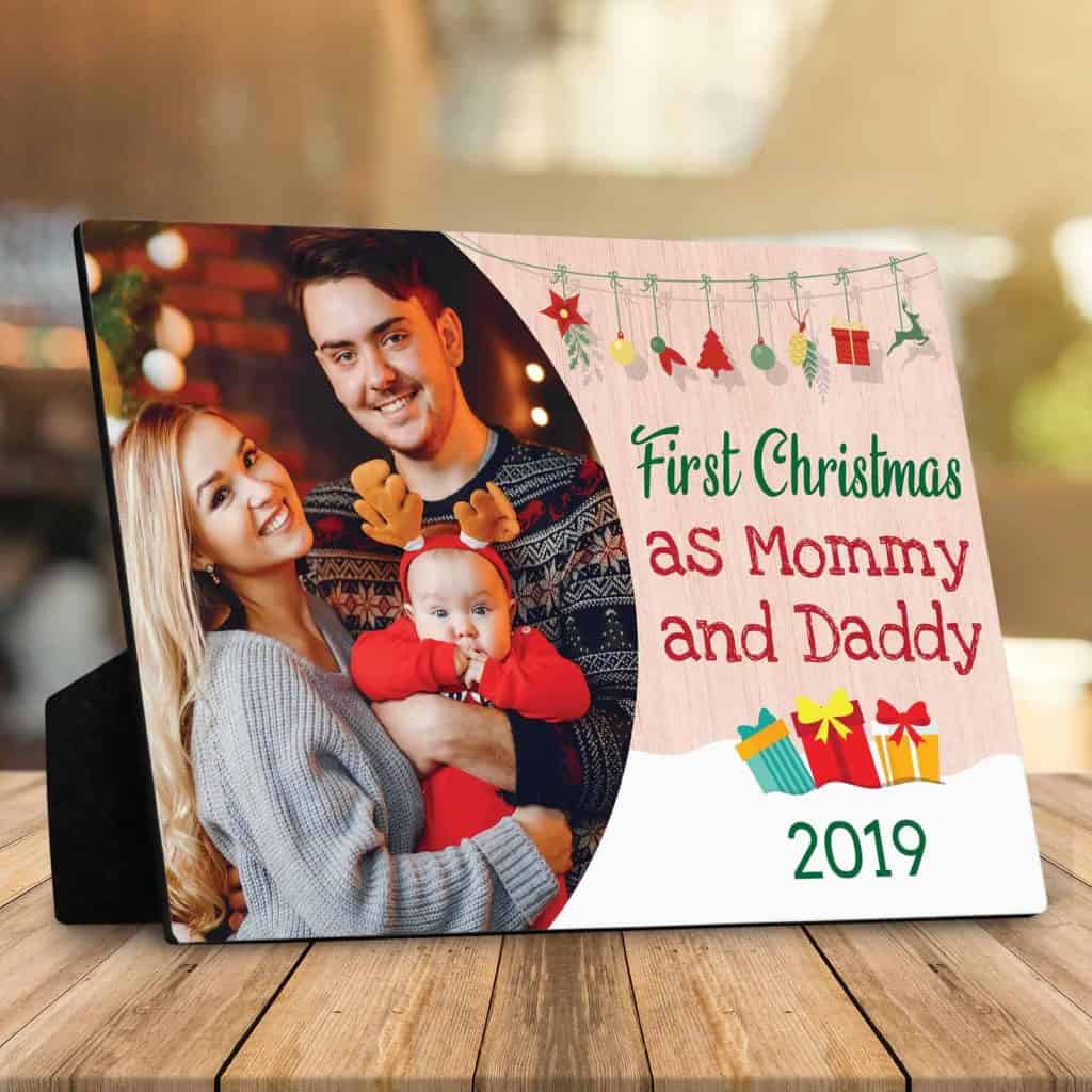 First Christmas as Mommy and Daddy Photo Desktop Plaque
