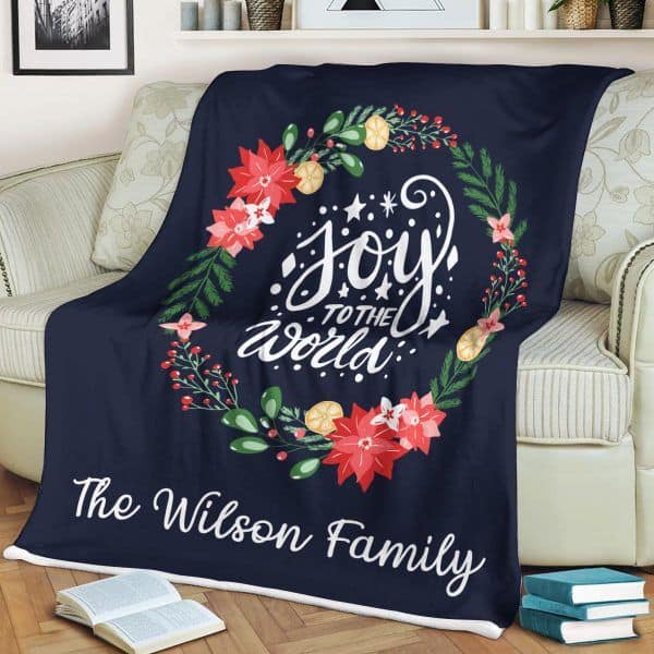 Joy To The World Custom Family Name Blanket
