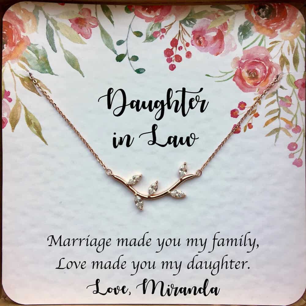 love made you my daughter in law branch necklace