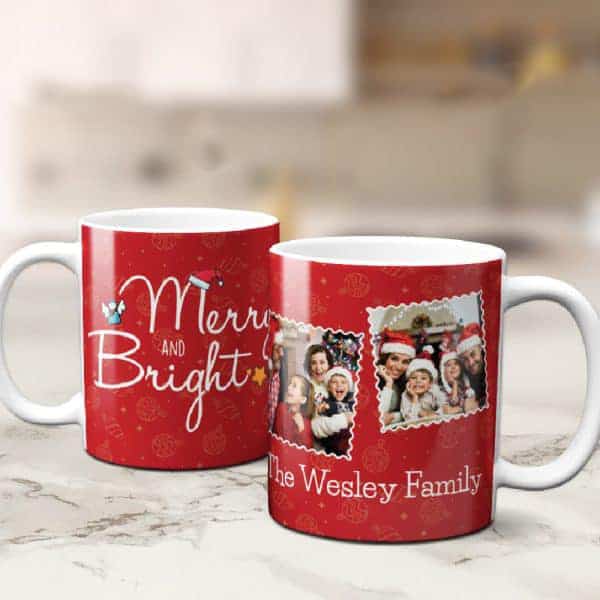 Merry And Bright Custom Photo Mug: teacher christmas gift ideas