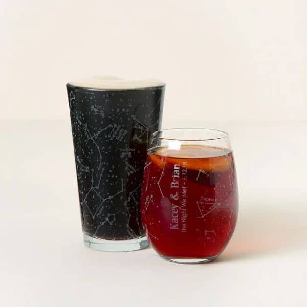matching Christmas gifts for couples: Back to That Night - Custom Sky Glassware