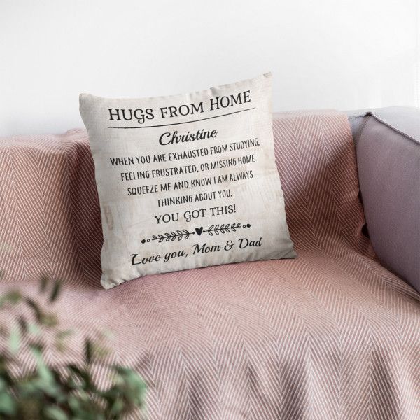 Christmas Gift for College Daughter - Hugs From Home Custom Pillow