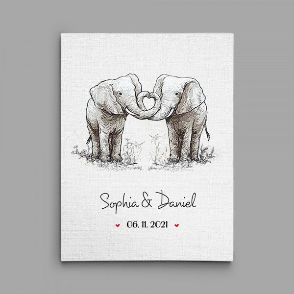 good gifts for couples for Christmas: Elephant Couple Canvas Print
