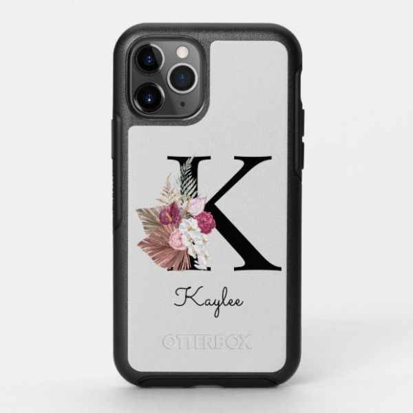 christmas gift ideas for daughter: Floral Initial Phone Case