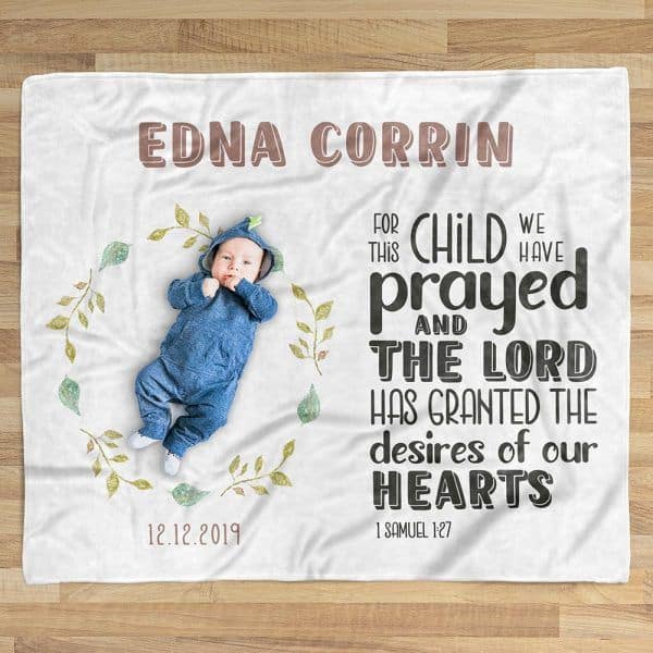 christmas gifts for 5 year old daughter: For This Child We Have Prayed Custom Blanket