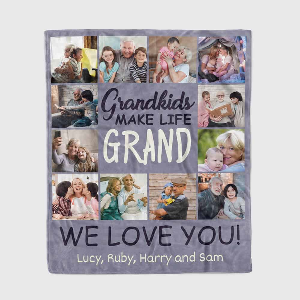 Custom Photo Collage Blanket for Grandpa