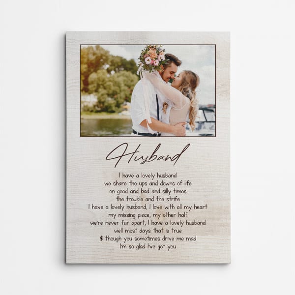 Husband Custom Photo Canvas Print: birthday gifts for husbands