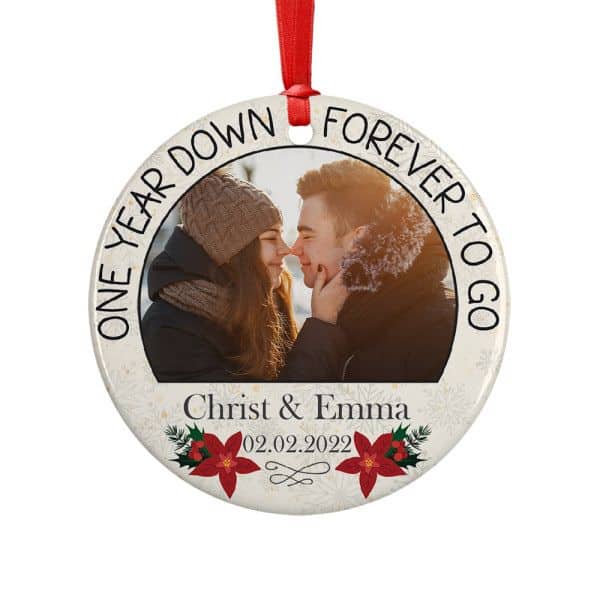 One Year Down Forever To Go Custom Photo Ornament - Christmas gifts for girlfriend