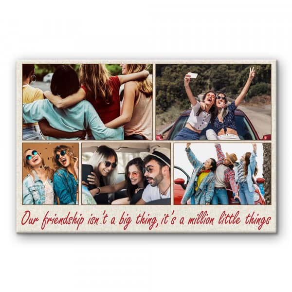 Our Friendship Is a Million Little Things Photo Collage Canvas Print: winter gifts for him