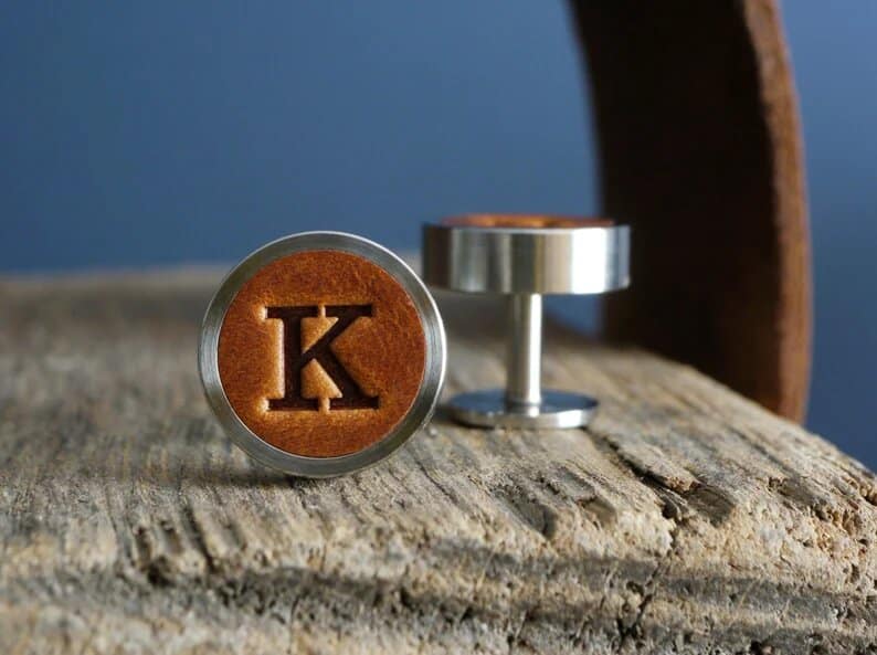 Personalised Leather Cufflinks: men christmas gifts