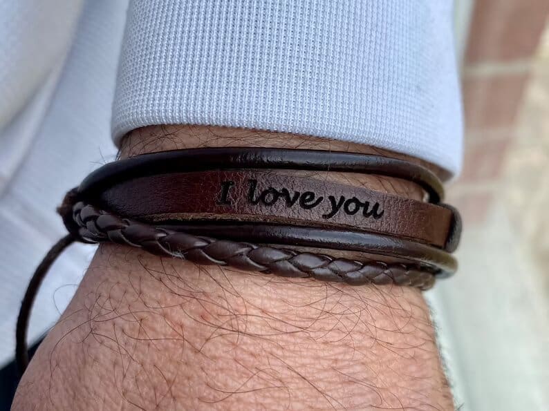 Personalized Leather Bracelet: what do i get my husband for christmas
