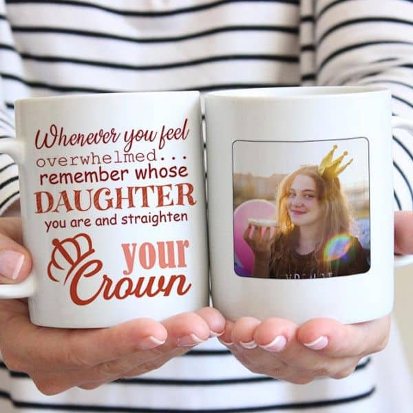 good christmas gifts for teenage daughter: Straighten Your Crown Custom Photo Mug