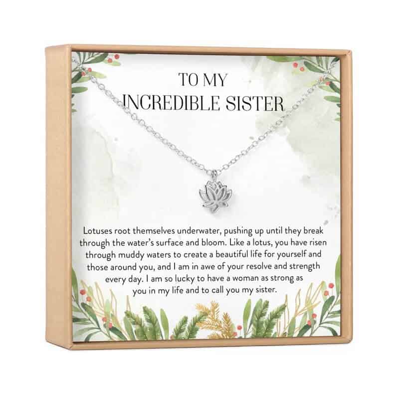 To My Incredible Sister Lotus Necklace: christmas gifts for your sister